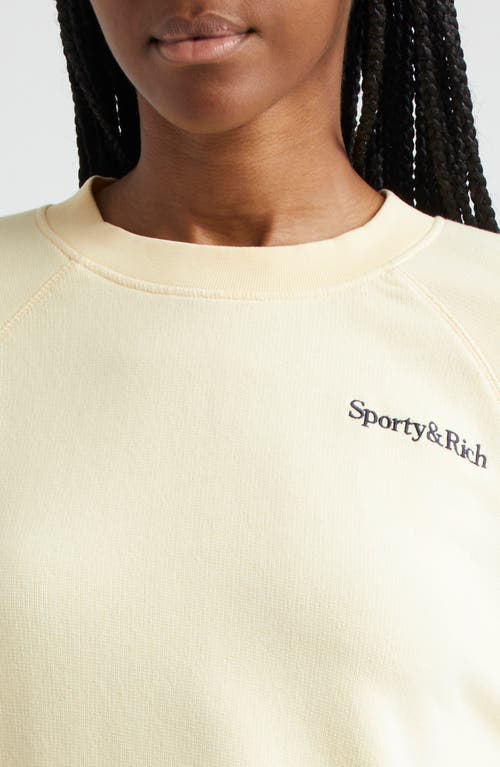 Shop Sporty And Rich Sporty & Rich Embroidered Logo Cotton Graphic Sweatshirt In Almond