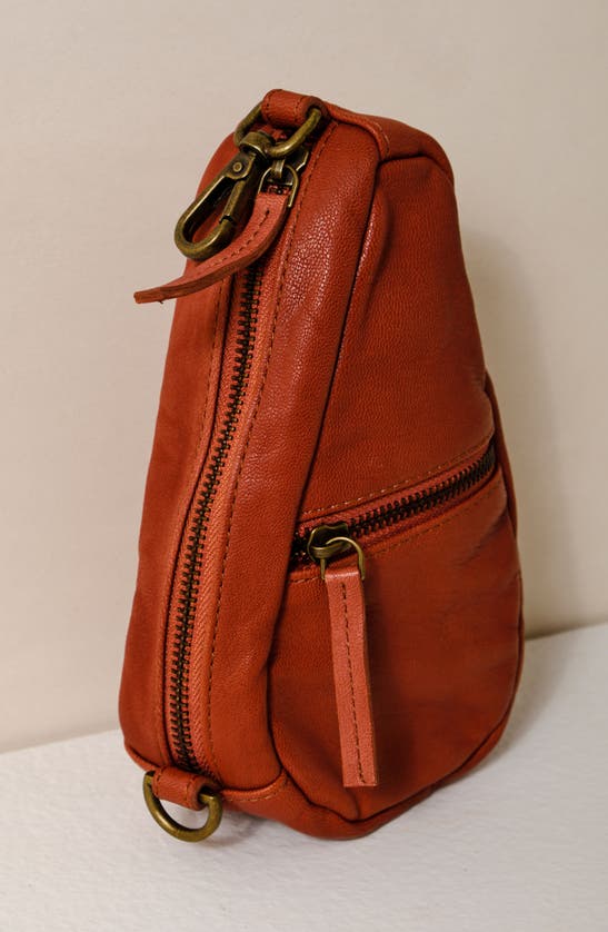 Shop Free People Mini Coffee Date Leather Crossbody Bag In Terracotta