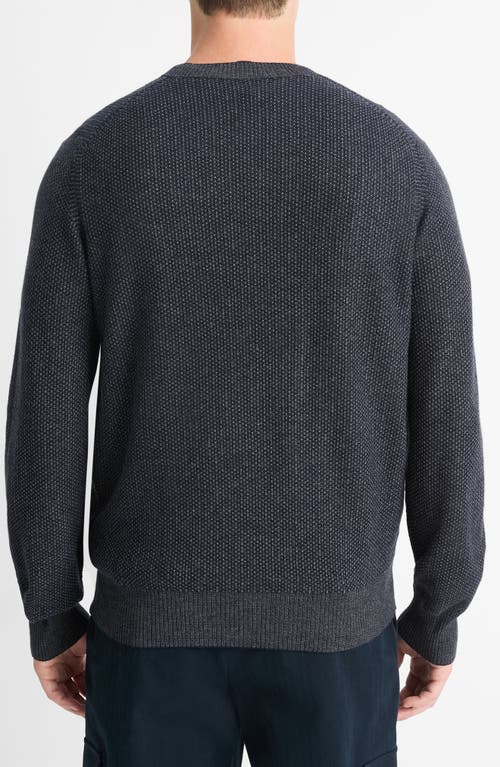 Shop Vince Geometric Jacquard Wool & Cotton Blend Crewneck Sweater In Coastal/med Heather Grey