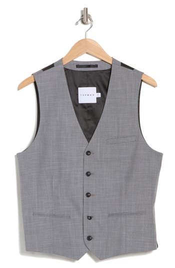 Topman Textured Suit Waistcoat Vest In Gray