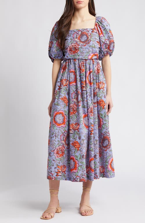 Shop Cleobella Darlene Floral Organic Cotton Poplin Midi Dress In Manika Print