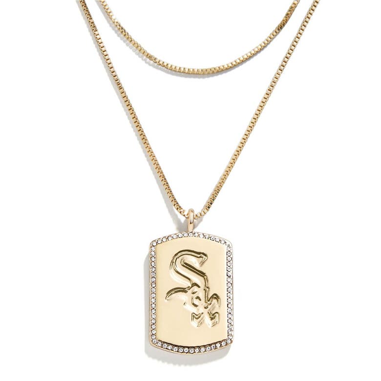 Wear By Erin Andrews X Baublebar Chicago White Sox Dog Tag Necklace In Gold