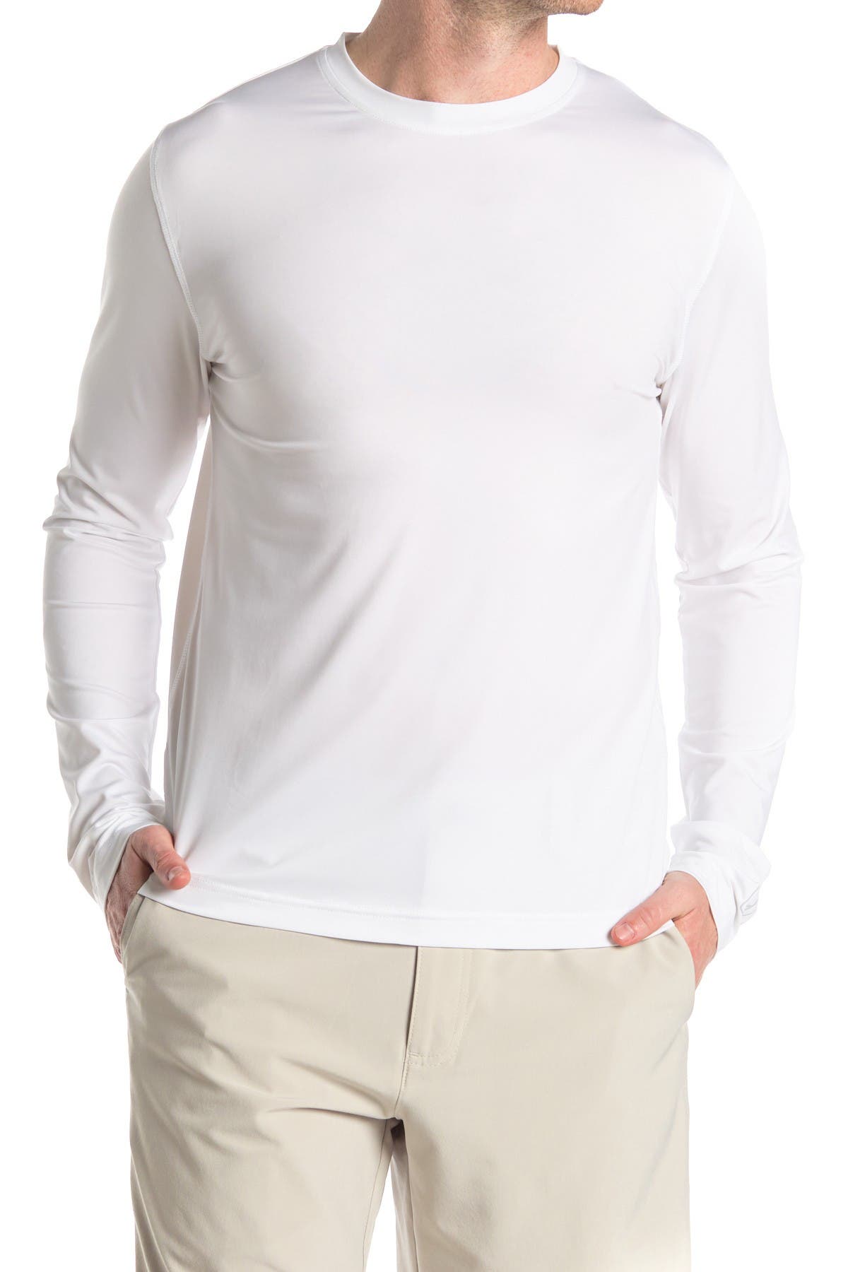 Pga Tour Crewneck Long Sleeve Upf 50 In White