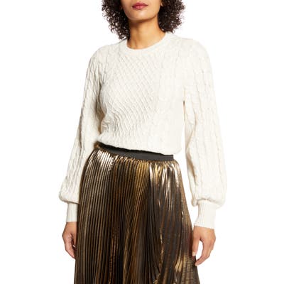 Halogen X Atlantic-Pacific Cable Knit Sweater, Ivory (Nordstrom Exclusive)