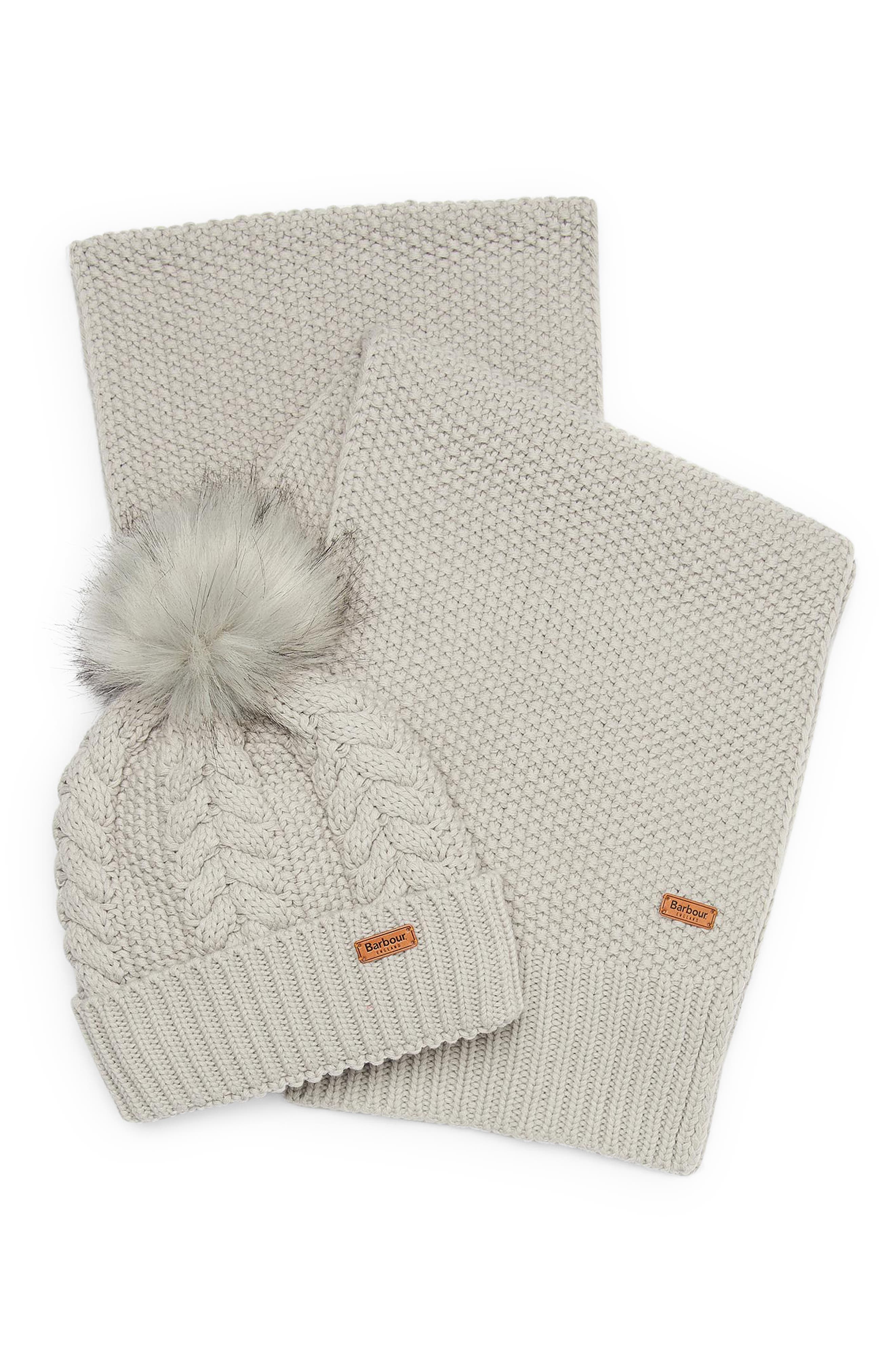Barbour Hartley Faux Fur Pom Beanie 