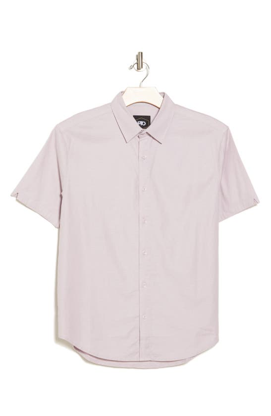 Shop Pto Island Short Sleeve Linen Blend Shirt In Rose Dust