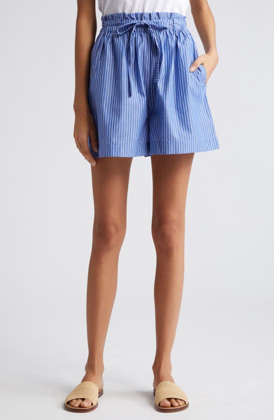 Mille Cary Floral Stripe Cotton Shorts In Harbor Stripe