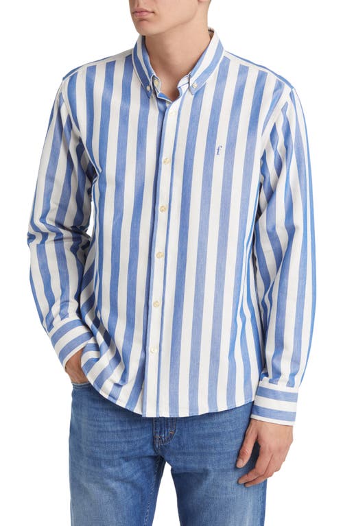 FORET Life Stripe Organic Cotton Button-Down Shirt in Blue/Cloud 