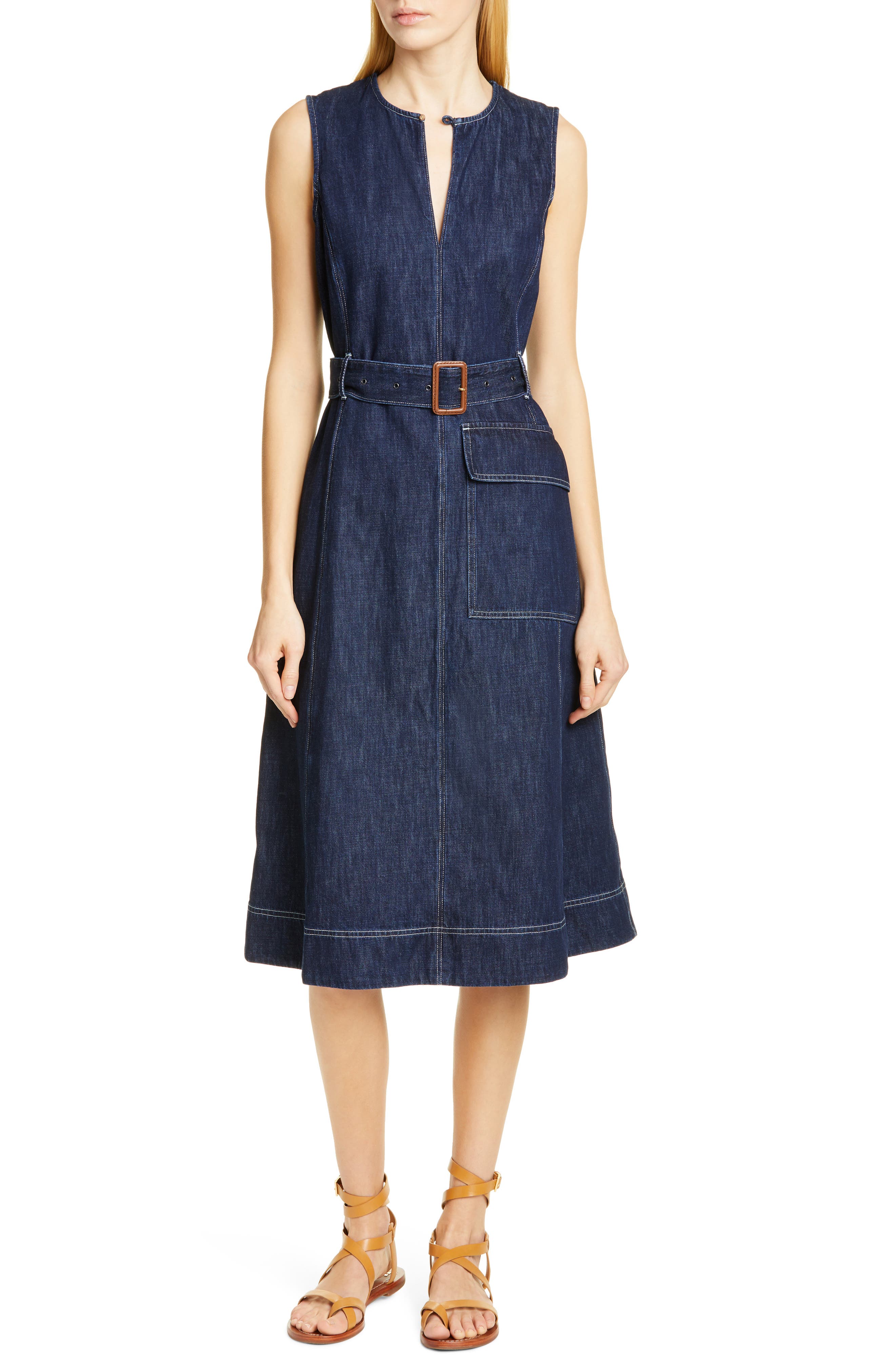 Polo Ralph Lauren Bevlry Denim Midi Dress, Blue
