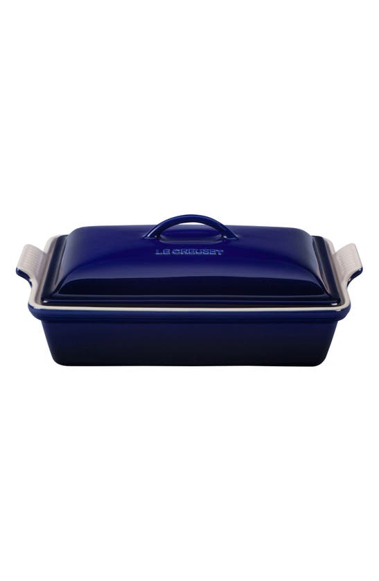 Le Creuset 4 Quart Covered Rectangular Stoneware Casserole In Indigo