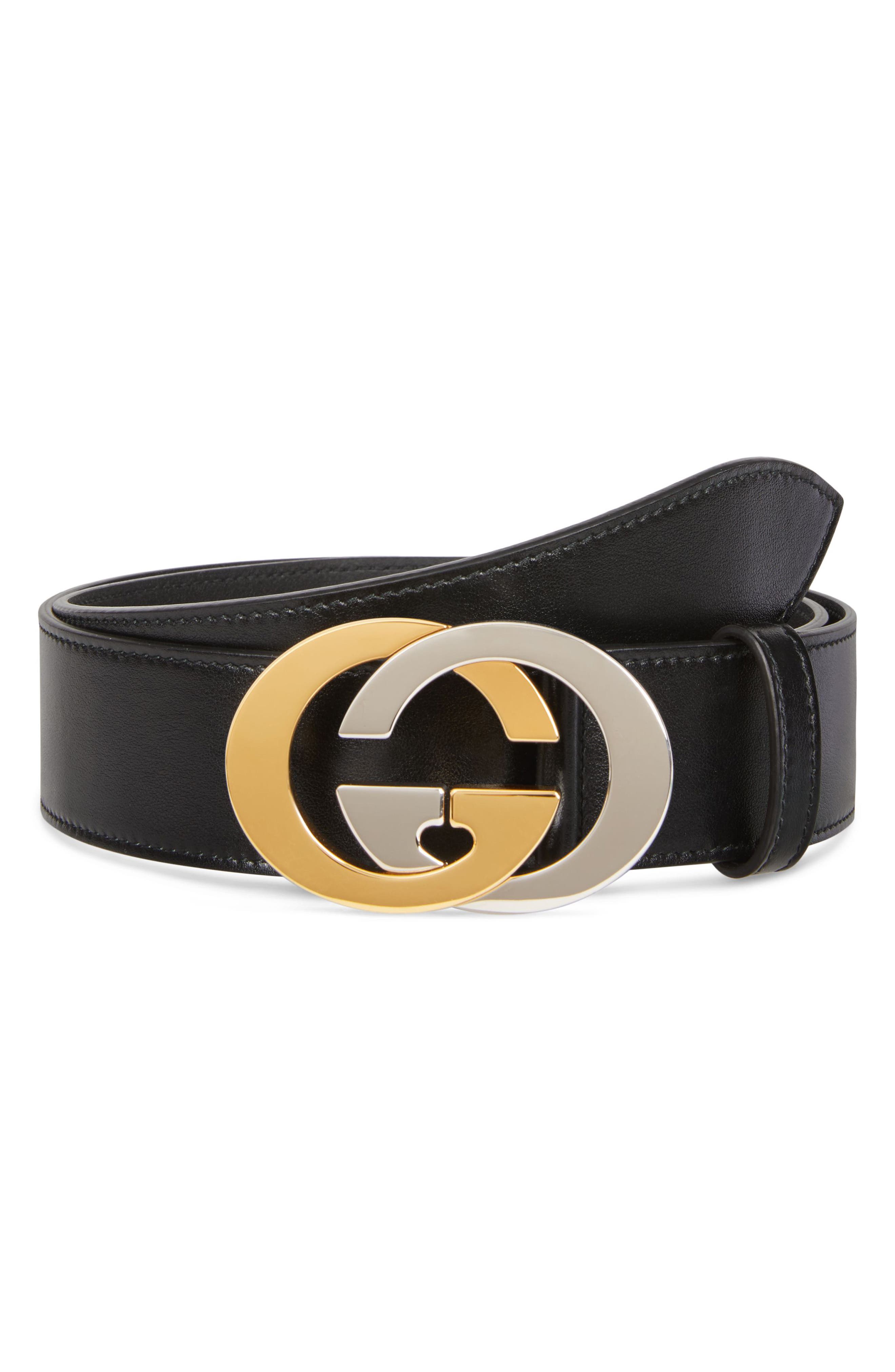 Gucci Two-Tone GG Buckle Leather Belt 