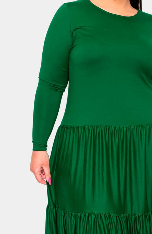 L I V D Long Sleeve Maxi Dress In Green