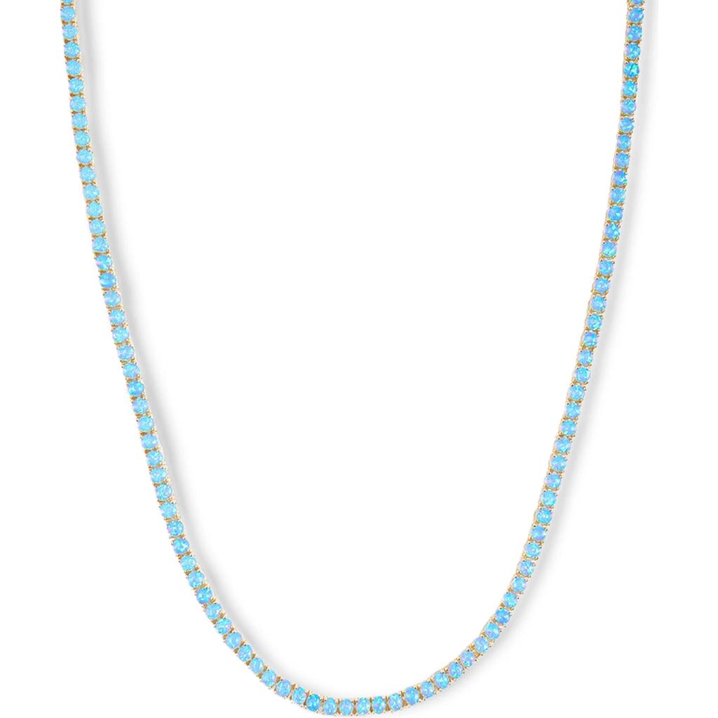 Melinda Maria Grand Heiress Imitation Opal Necklace In Blue Opal/gold
