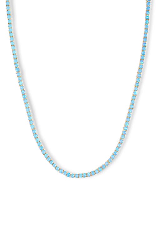 Grand Heiress Imitation Opal Necklace in Blue Opal/Gold