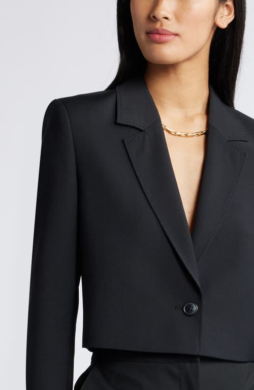 Shop Nordstrom Crop Wool Blend Blazer In Black