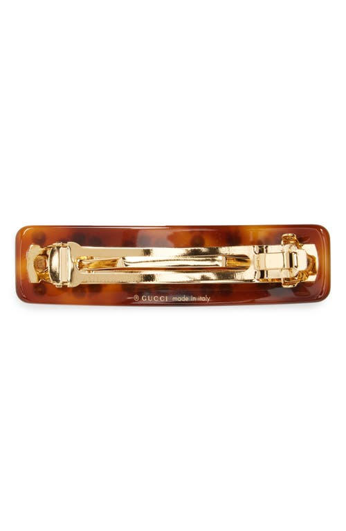 Gucci Crystal Hair Barrette In Crystal/brown