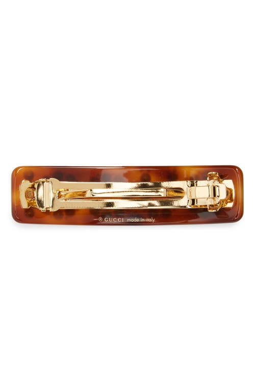 Shop Gucci Crystal Hair Barrette In Crystal/brown