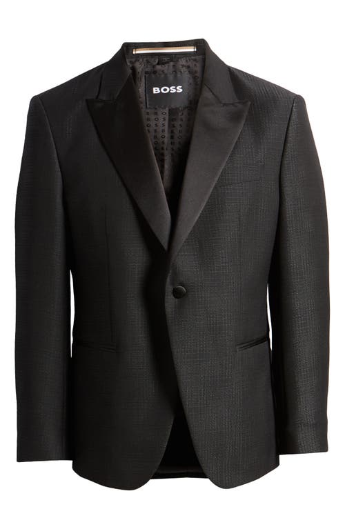 BOSS Hutson Wool Blend Tuxedo Jacket Black at Nordstrom,