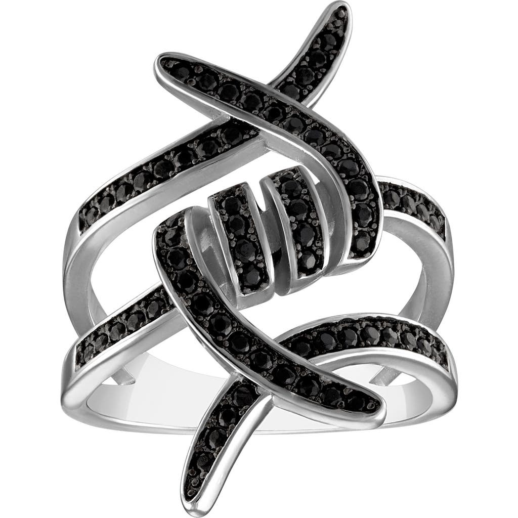 Fzn Sterling Silver Black Spinel Ring In Black