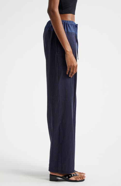 Paloma Wool Olga Stripe Linen Blend Drawstring Pants In Navy