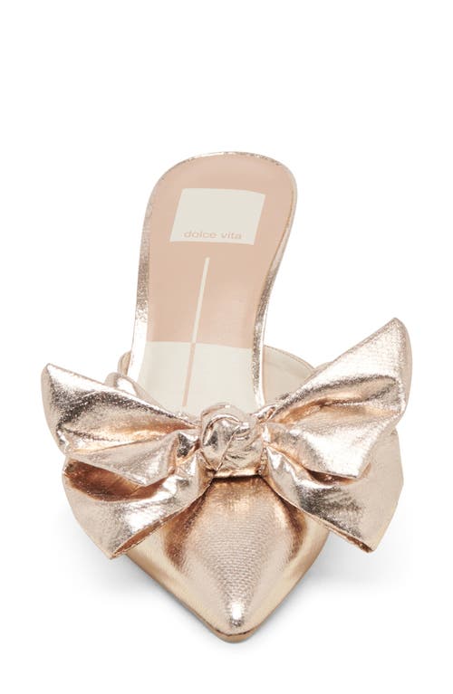 Shop Dolce Vita Kayli Bow Pointed Toe Mule In Platinum Satin