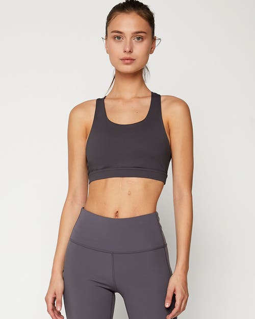 Rebody Active Aim Mesh Silkiflex Lite Bra In Carbon Charcoal