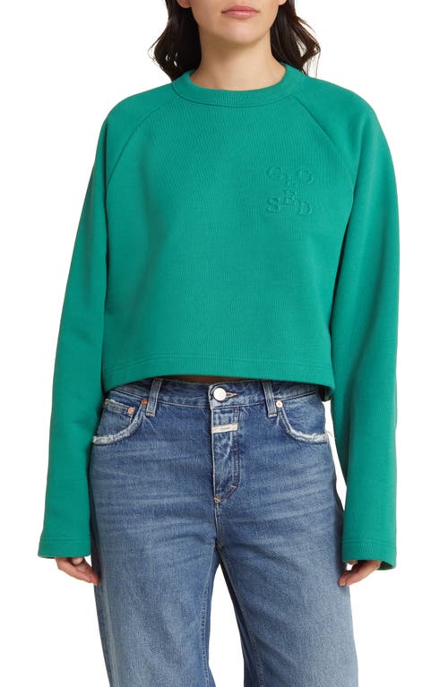 Closed Crewneck Organic Cotton Sweatshirt in New Green at Nordstrom, Size Xx-Small