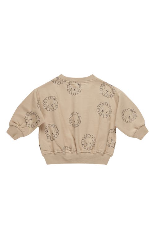 QUINCY MAE QUINCY MAE LION PRINT COTTON FLEECE SWEATSHIRT 