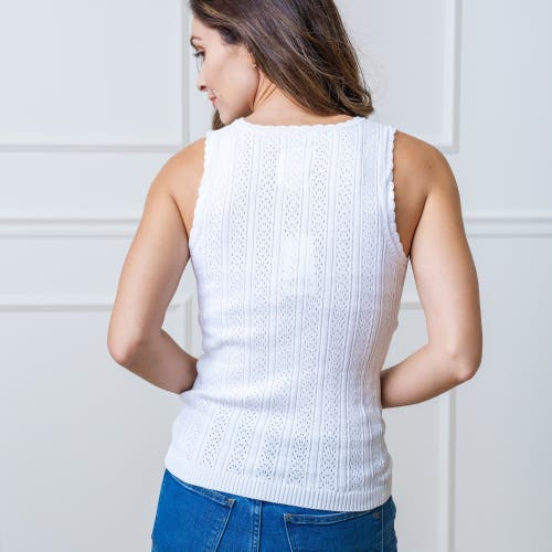 Shop Hope & Henry Womens' Empire Sweater Tank In White Pointelle