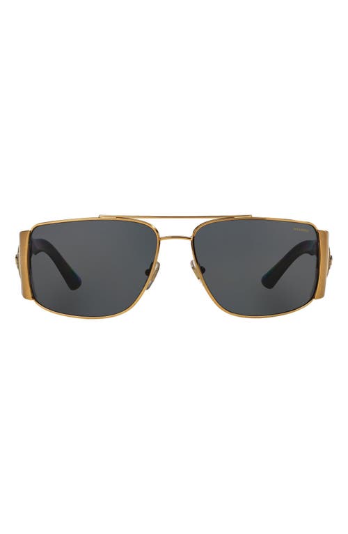 Versace 63mm Polarized Oversize Rectangular Sunglasses In Gold