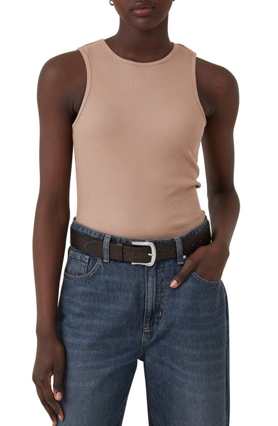 Shop Cotton On The One Variegated Rib Tank In Chestnut