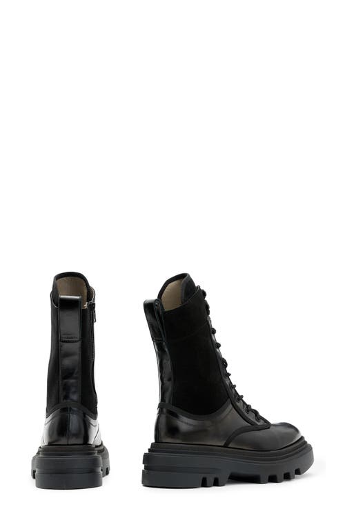 Shop Allsaints Alexia Lug Sole Combat Boot In Black Shine