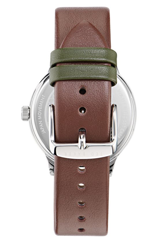 Shop Ted Baker Leather Strap Watch, 20mm In Brown/green