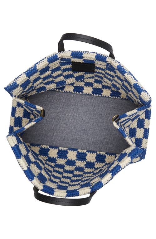 Clare V Summer Simple Tote Cobalt & Cream Crochet Checker In Cobalt/cream Crochet Checker