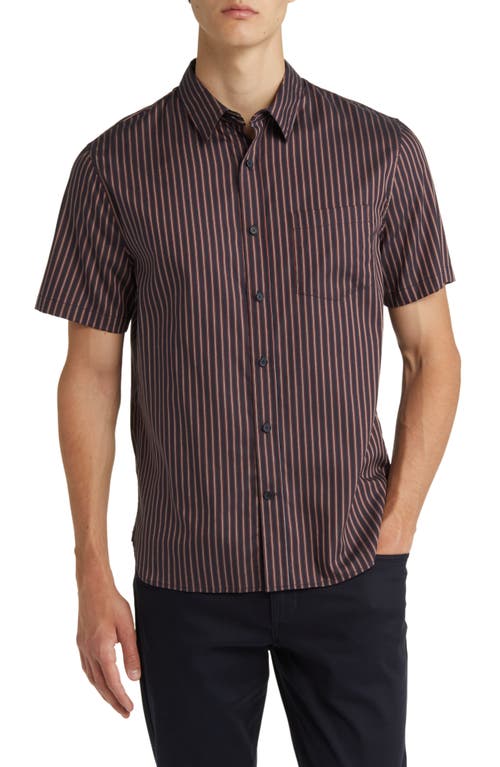 Vince Claremont Stripe Short Sleeve Button-Up Shirt in Coastal/Campfire