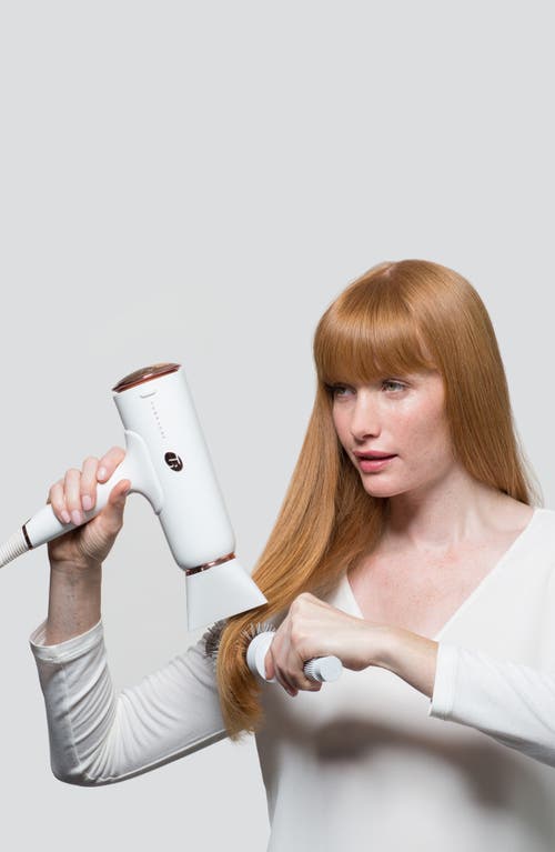T3 Cura Luxe Professional Ionic Hair Dryer With Auto Pause Sensor In White/rose Gold