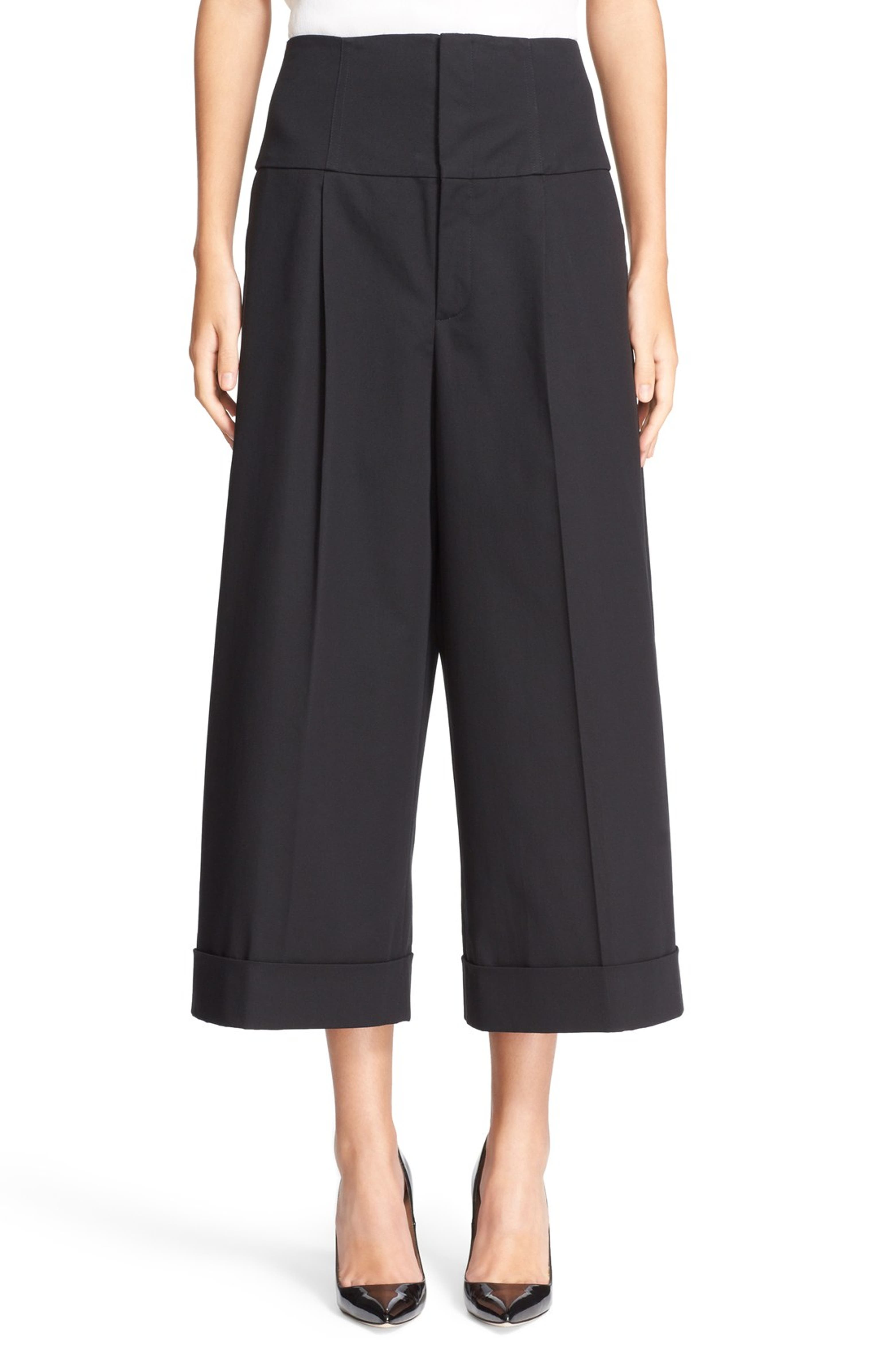 RED Valentino Wide Leg Stretch Cotton Crop Pants | Nordstrom