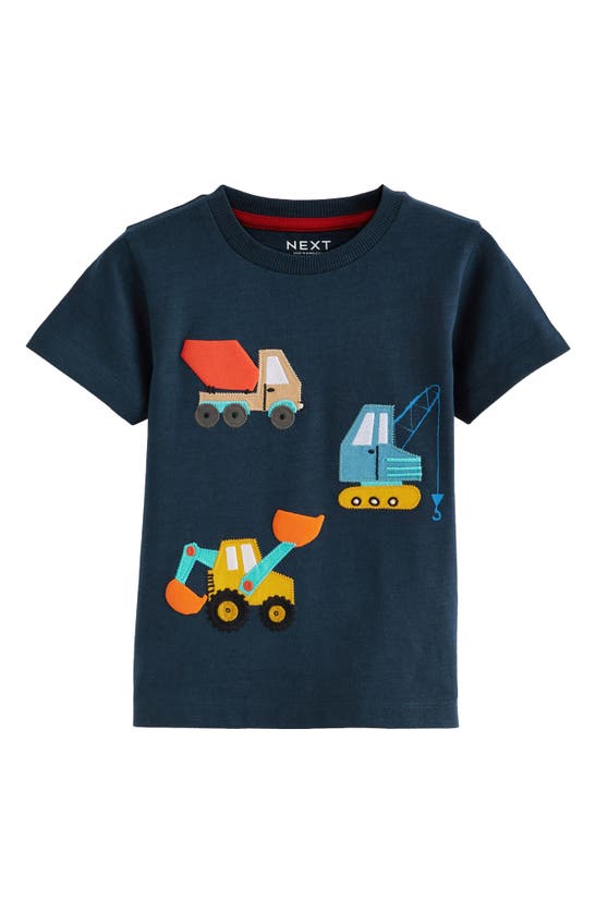 Next Kids' Construction Appliqué Cotton Graphic T-shirt In Blue