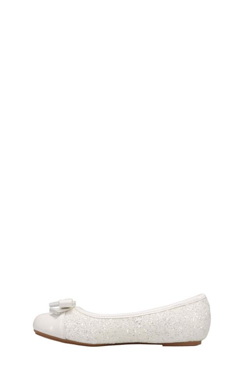 Shop Michael Michael Kors Kids' Kenya Lock Glitter Ballet Flat In White/glitter