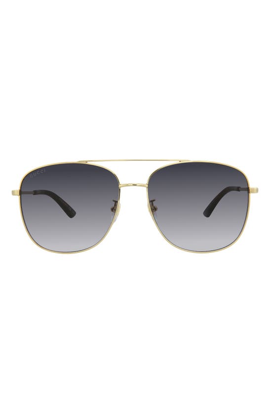 Gucci 61mm Aviator Sunglasses In Gold | ModeSens