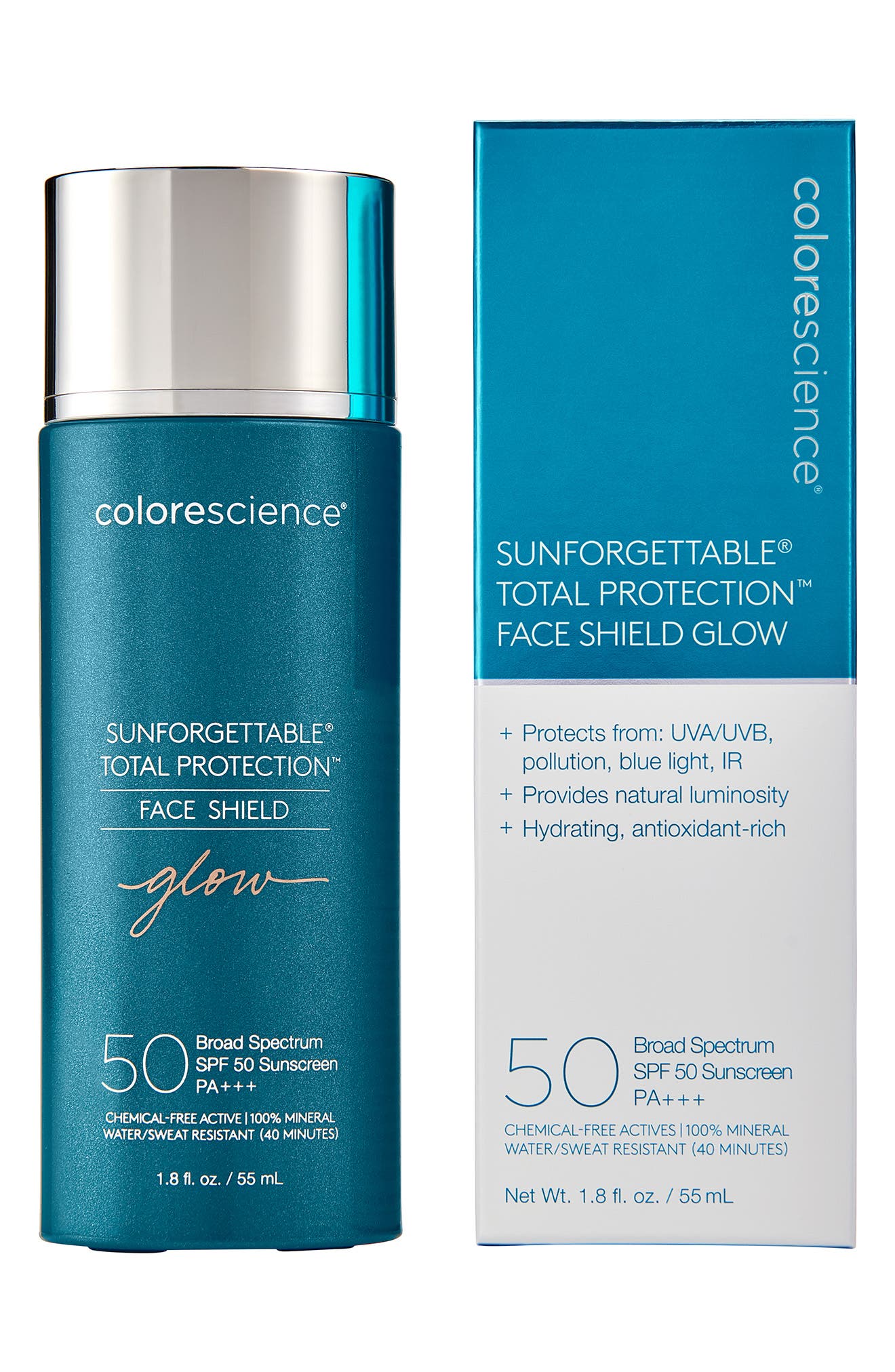 colorescience sunforgettable total protection face shield spf 50 glow