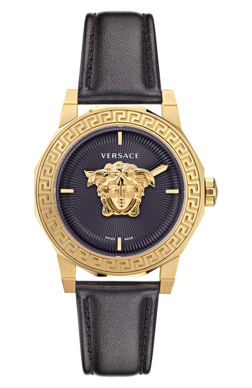 Versace Medusa Deco Leather Strap Watch