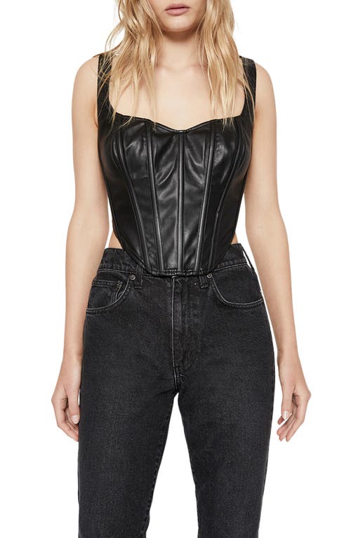 Faux Leather Corset Bustier Top in Black