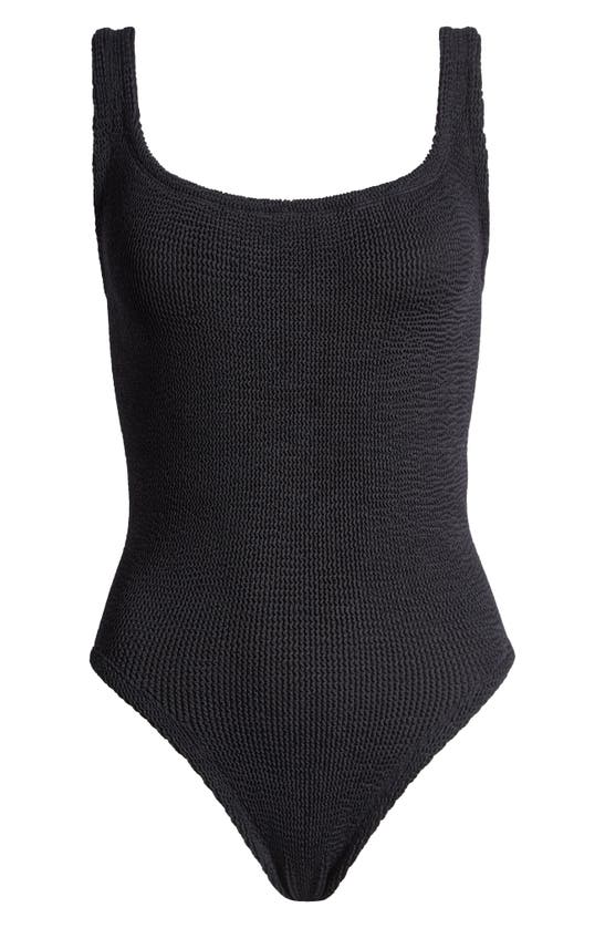 Shop Hunza G Square Neck One-piece Swimsuit In Black