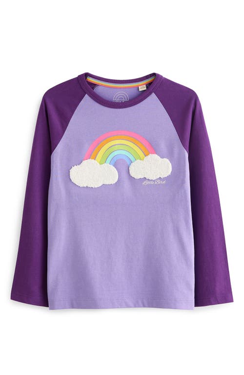 Shop Little Bird Kids' Colorblock Rainbow Cloud Appliqué Cotton T-shirt In Purple