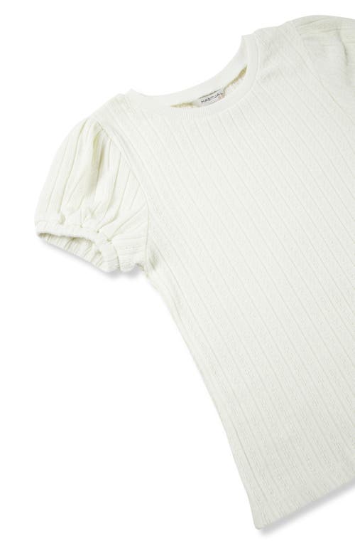 Shop Habitual Kids Kids' Pointelle Puff Sleeve Top In Off-white