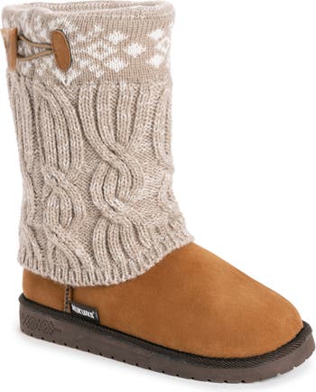 Faux Shearling Lined Cable Knit Boot