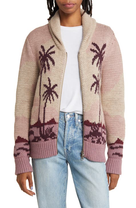 Sunset Palm Beach Zip Front Cardigan