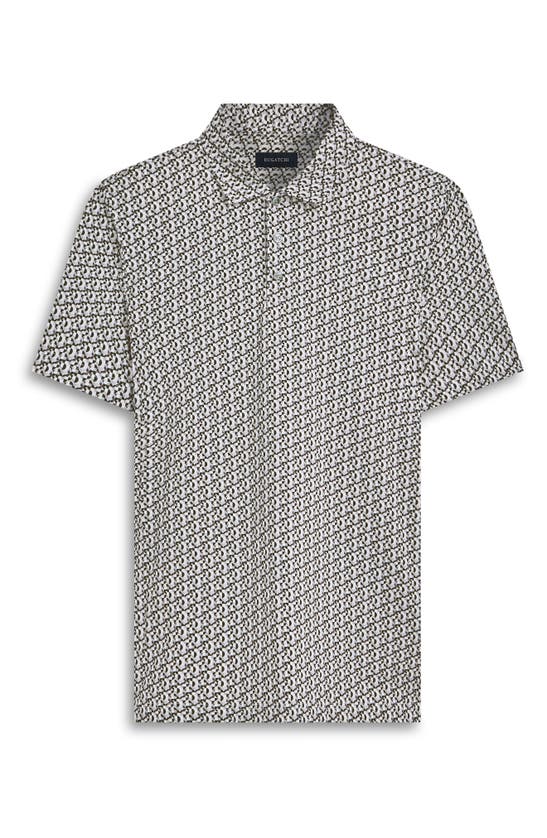 Shop Bugatchi Victor Ooohcotton® Geo Print Polo In Cement