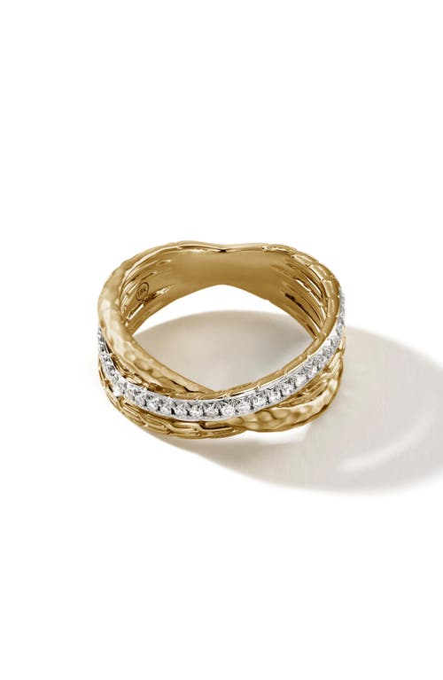 John Hardy Classic Chain Hammer Diamond Crossover Ring in Gold at Nordstrom